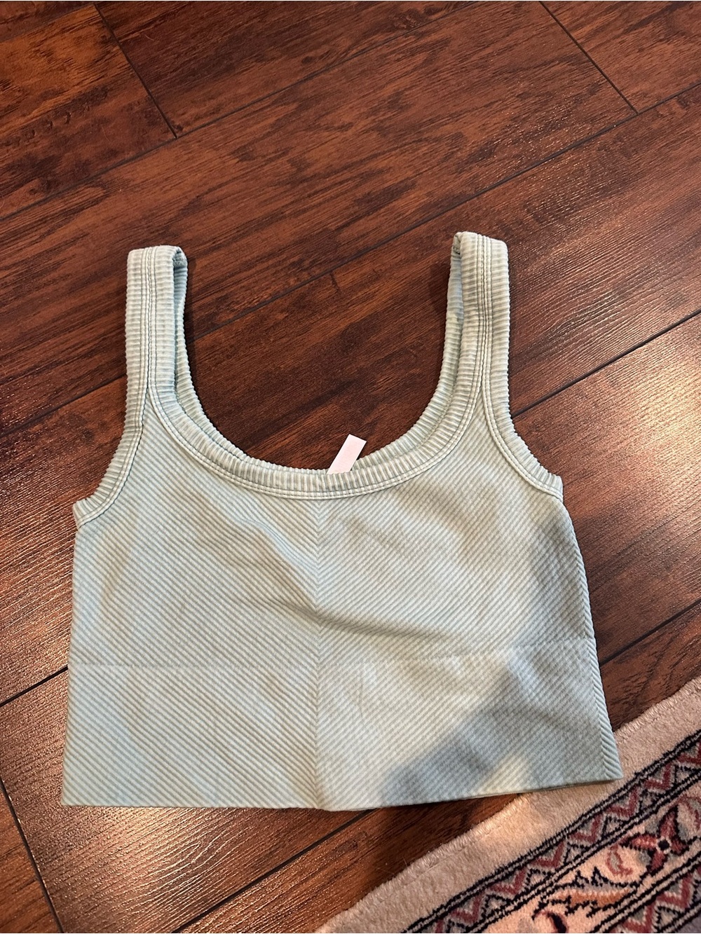 Nikibiki Sage Ribbed Scoop Crop Tank